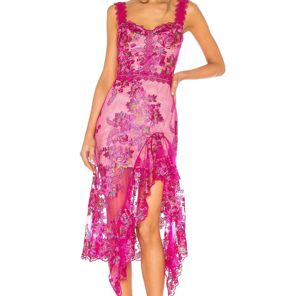 Bronx and Banco Eva Midi Dress | Small | Fuschia | Used Once